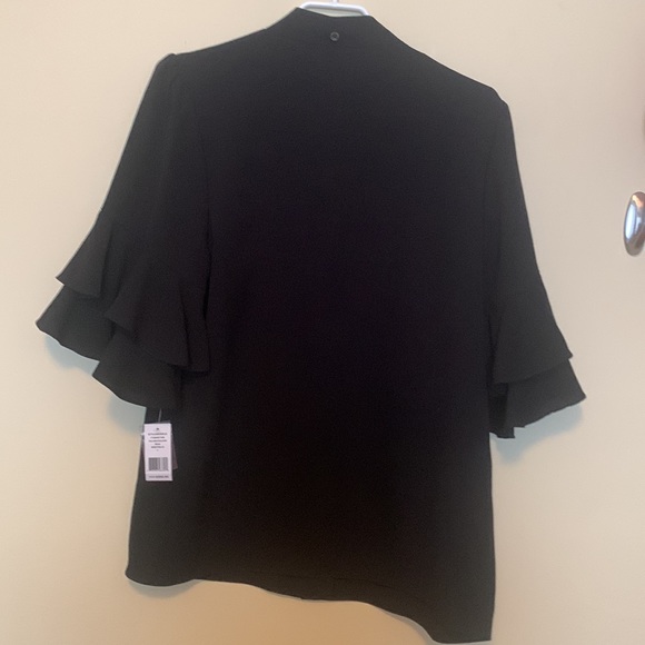 Pink Tartan size L. Black crepe material chinese collar 3/4 sleeves - Picture 7 of 7